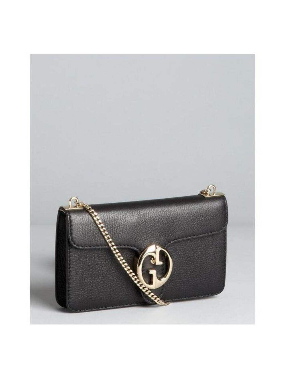 GUCCI Black  Leather Flap Chain Strap Shoulder Bag Retail $1,600 NEW